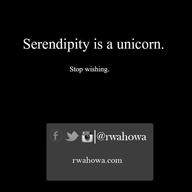 30 Serendipity is a unicorn. Stop wishing.