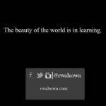 35 The beauty of the world is in learning