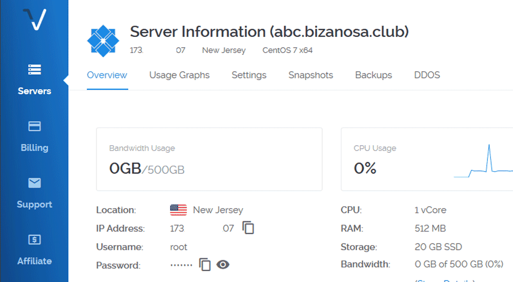 Server details - manage servr