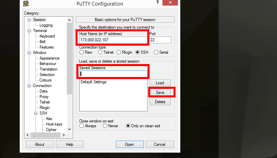 Using putty to ssh into server