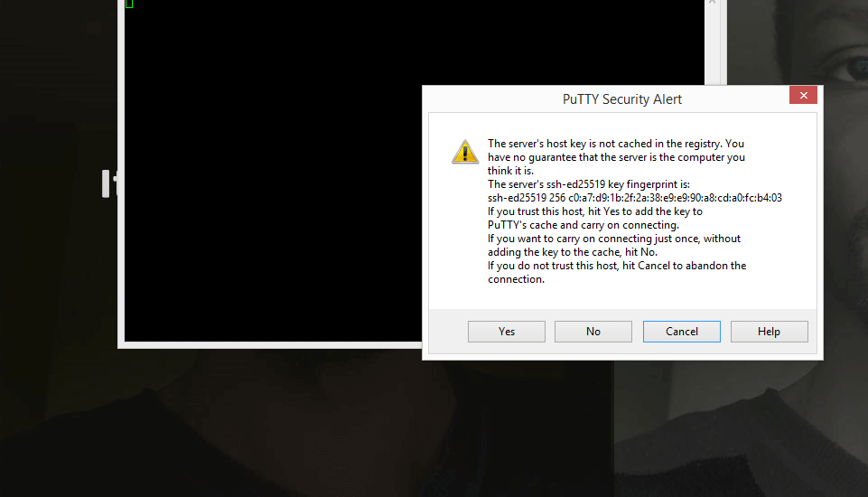 Putty prompt on first log in
