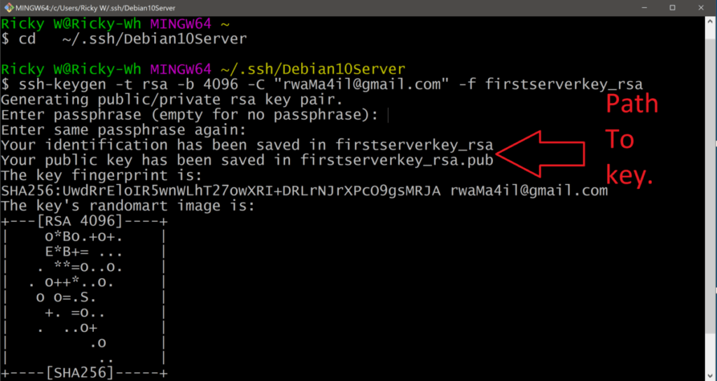 Setup Linux Server - git bash SSH key Authentication key generated