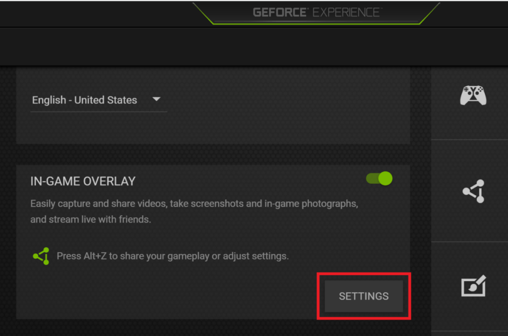 In game overlay settings